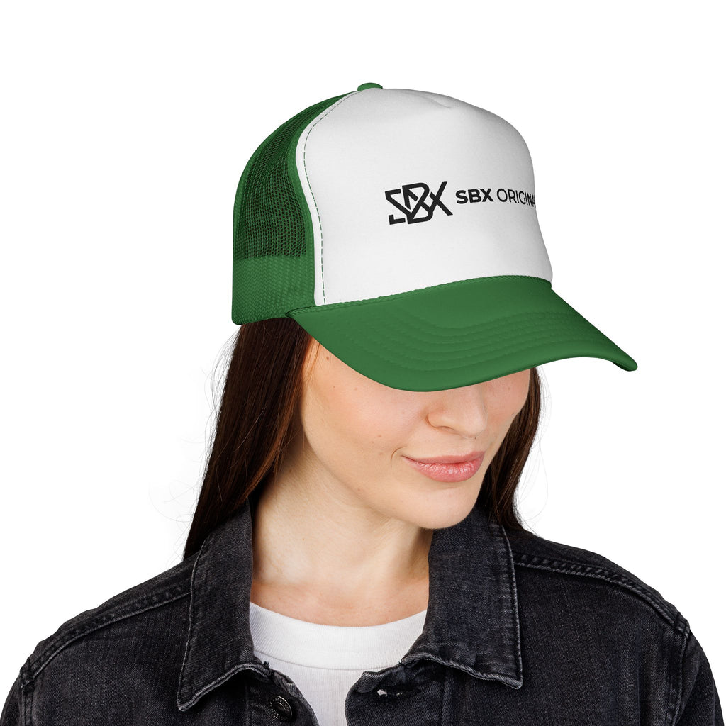 SBX Originals Trucker Cap — Black & White Logo Mesh Hat