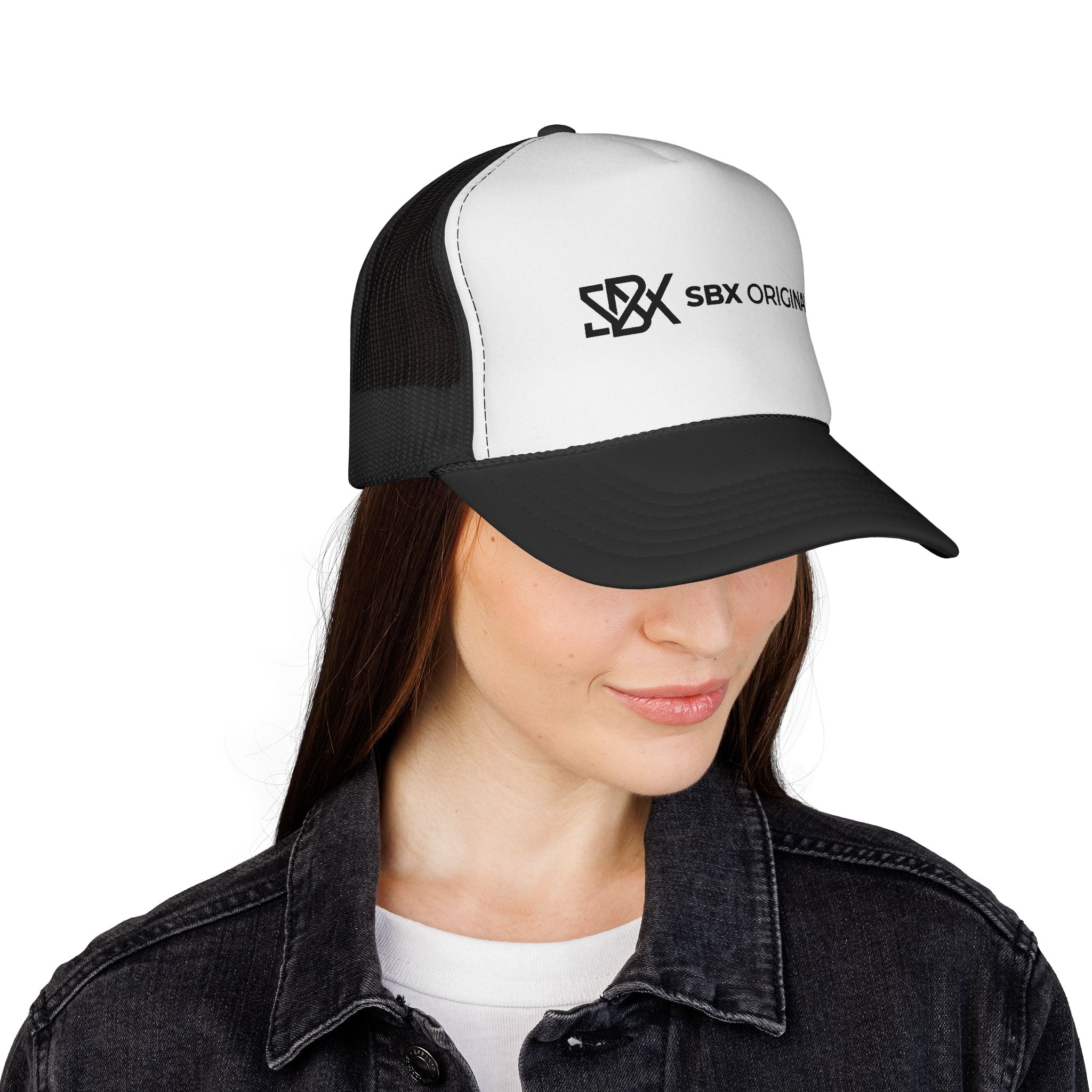 SBX Originals Trucker Cap — Black & White Logo Mesh Hat