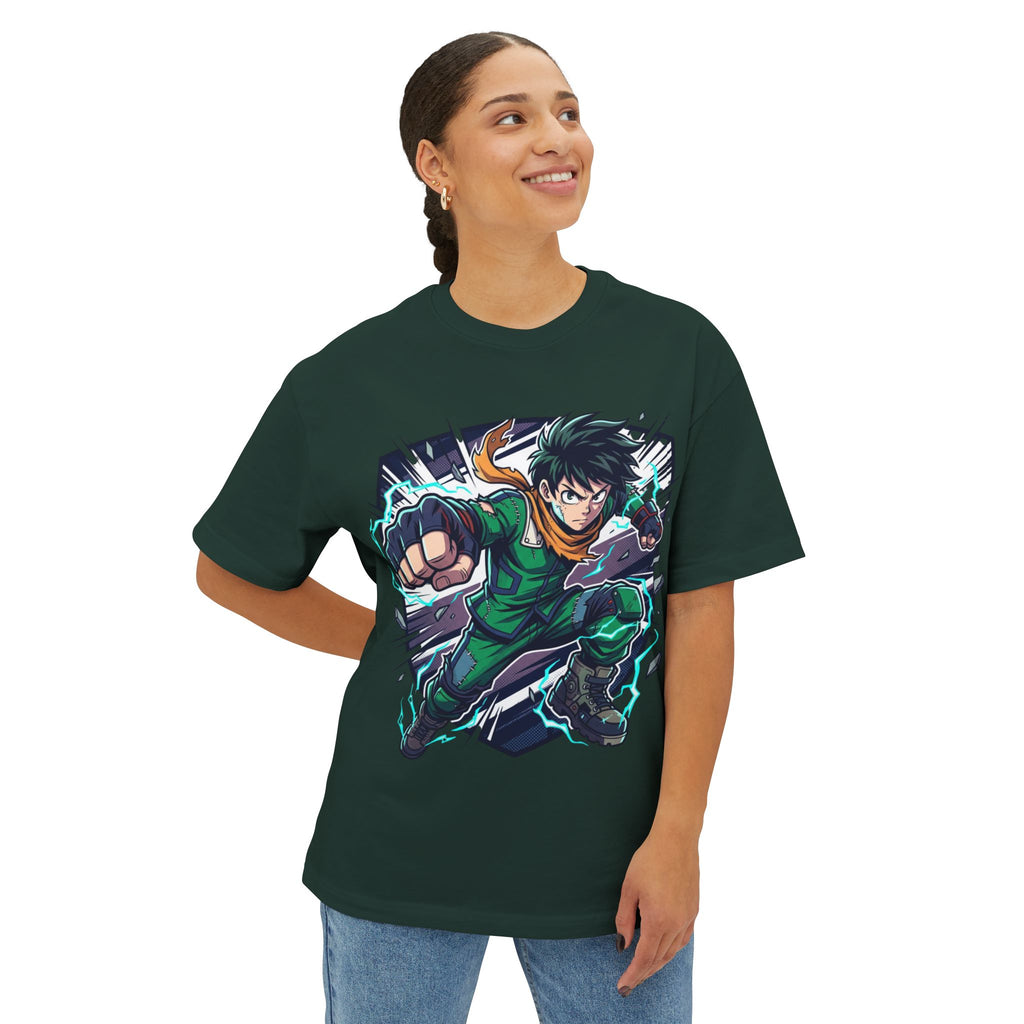 Anime Hero Tee — Dynamic Green Fighter Graphic T-Shirt