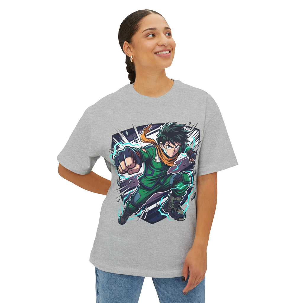 Anime Hero Tee — Dynamic Green Fighter Graphic T-Shirt