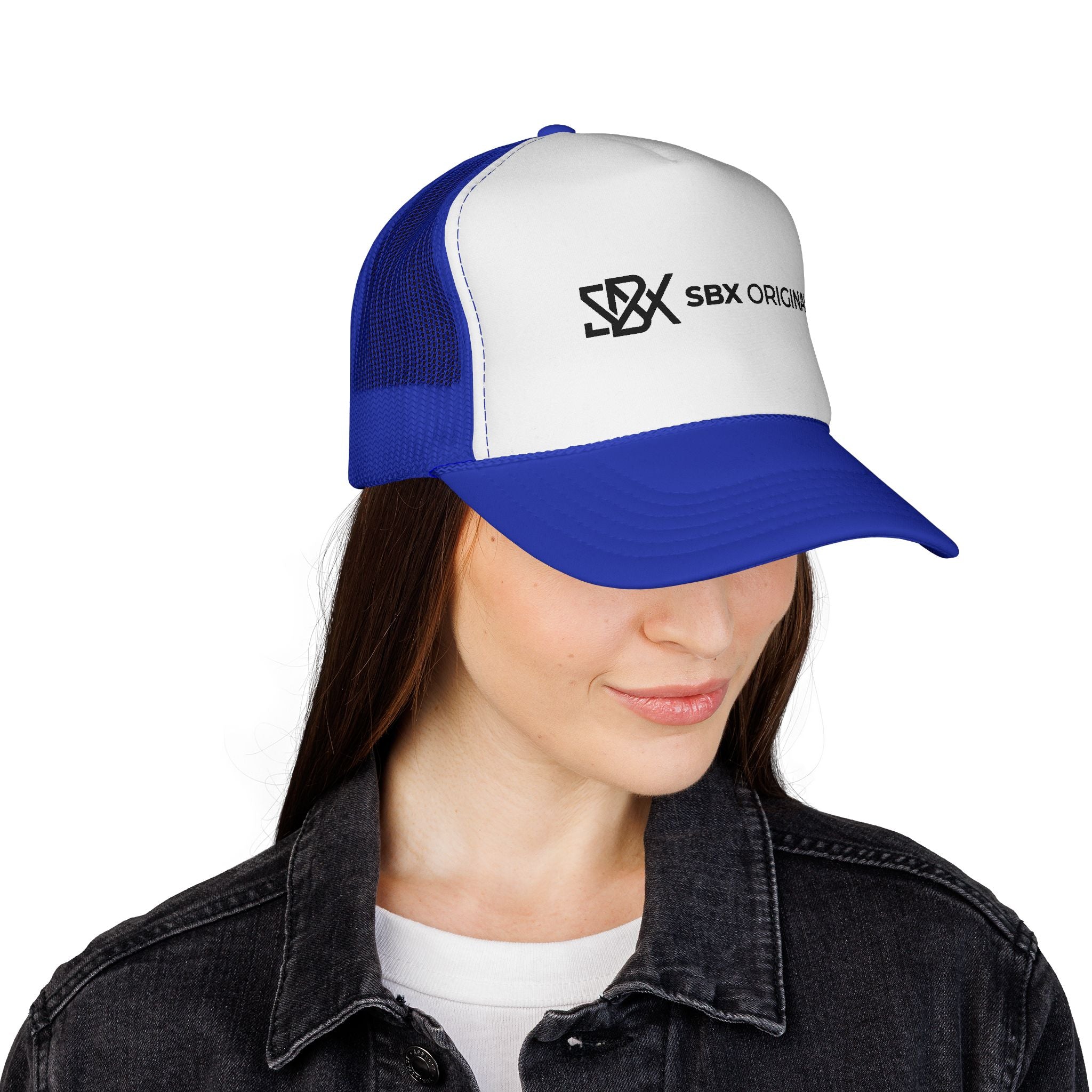 SBX Originals Trucker Cap — Black & White Logo Mesh Hat