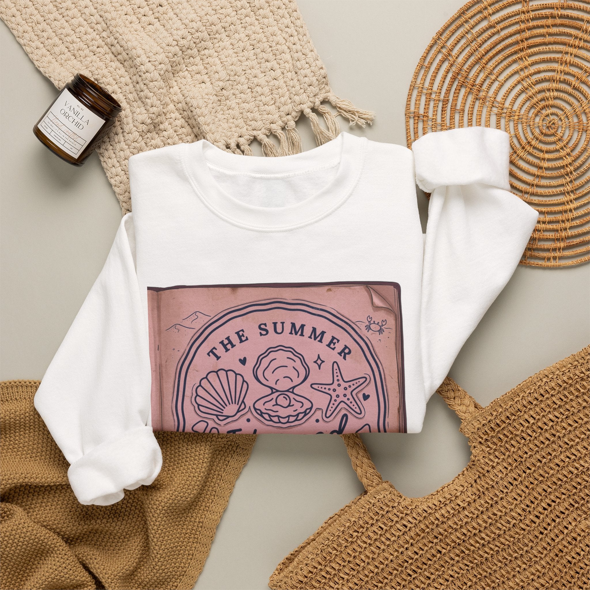 The Summer I Turned Twenty Five Sweatshirt | beachy seashells, pastel nostalgia
