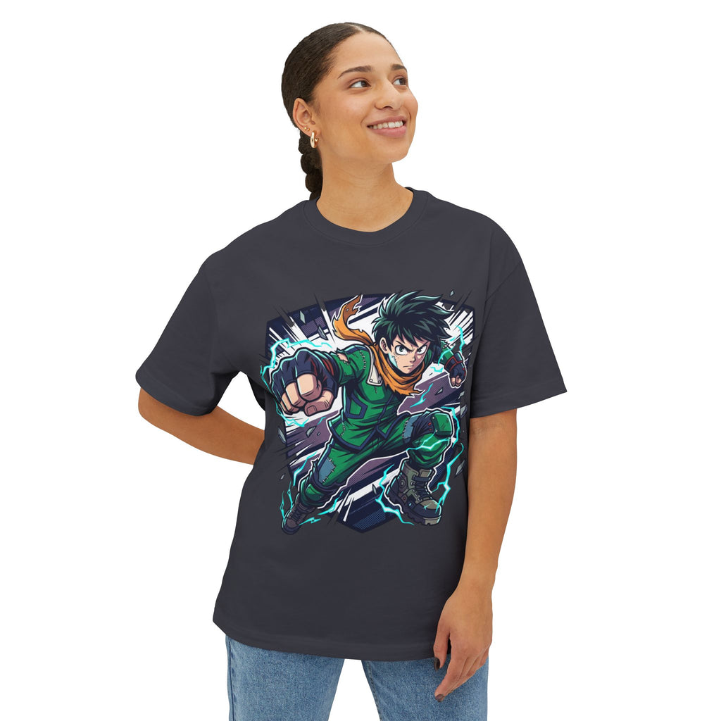 Anime Hero Tee — Dynamic Green Fighter Graphic T-Shirt