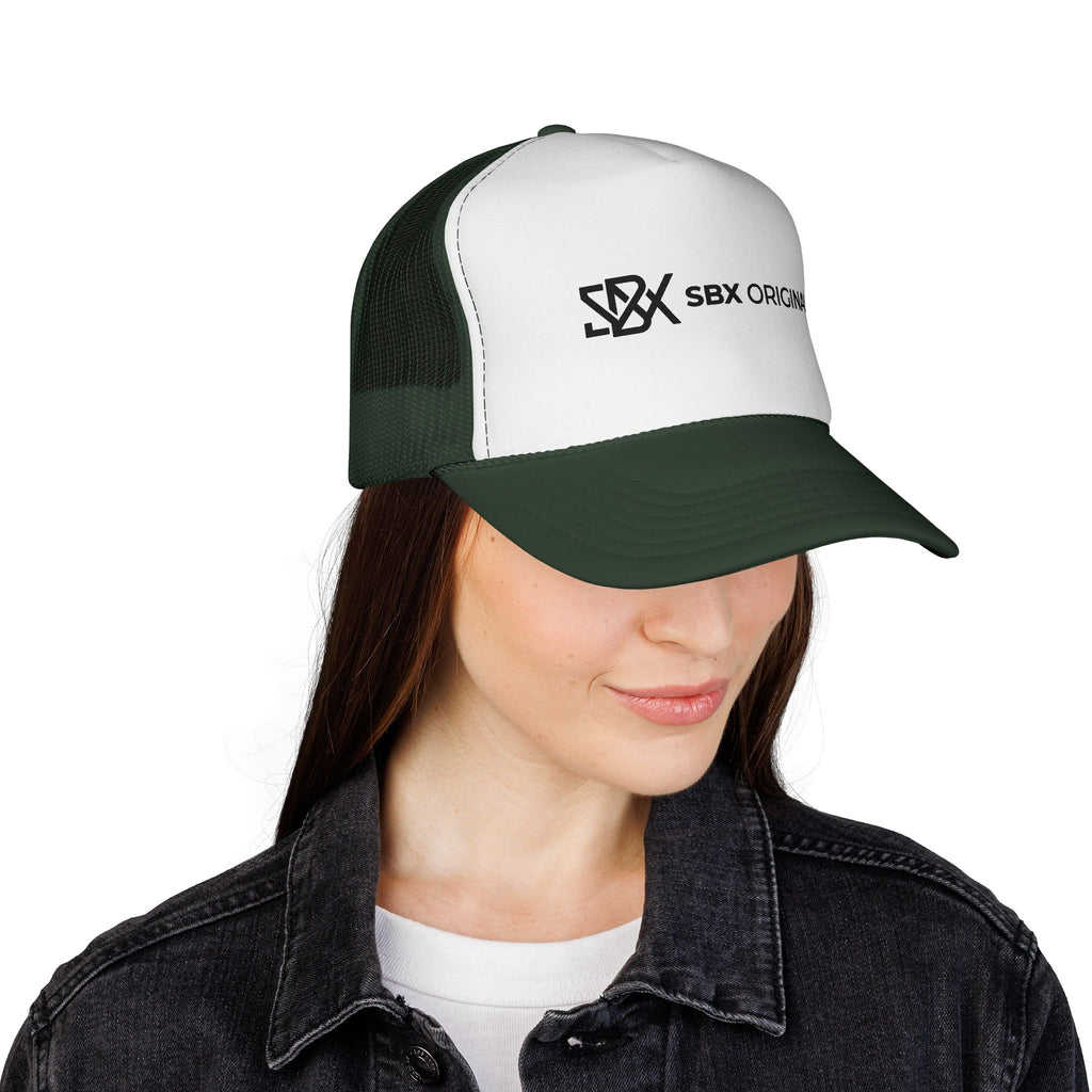 SBX Originals Trucker Cap — Black & White Logo Mesh Hat