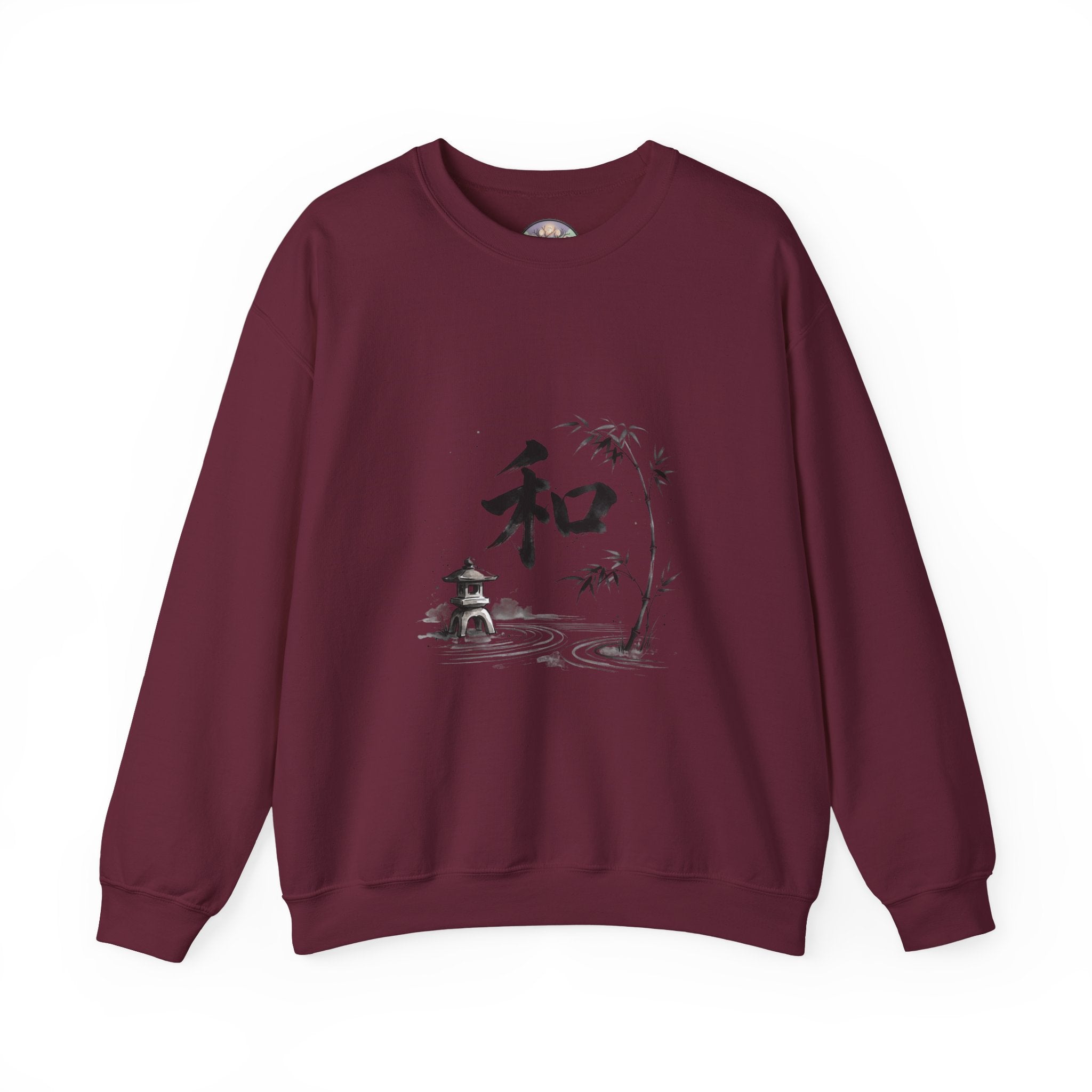 Crewneck Sweatshirt - Japanese Ink Bamboo & Zen Kanji 'Wa' Design