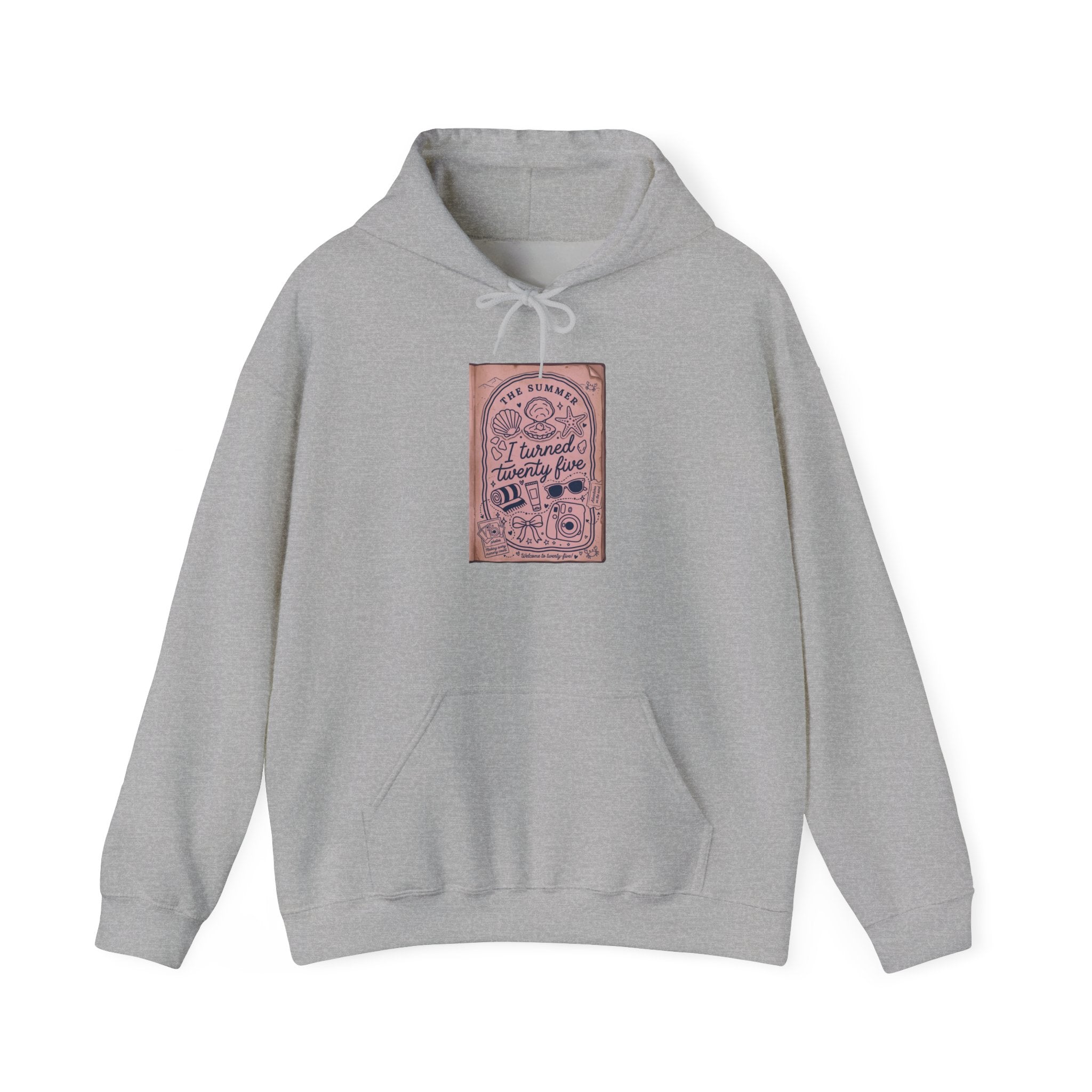 The Summer I Turned 21 Hoodie | beachy typography, seashells, pastel retro