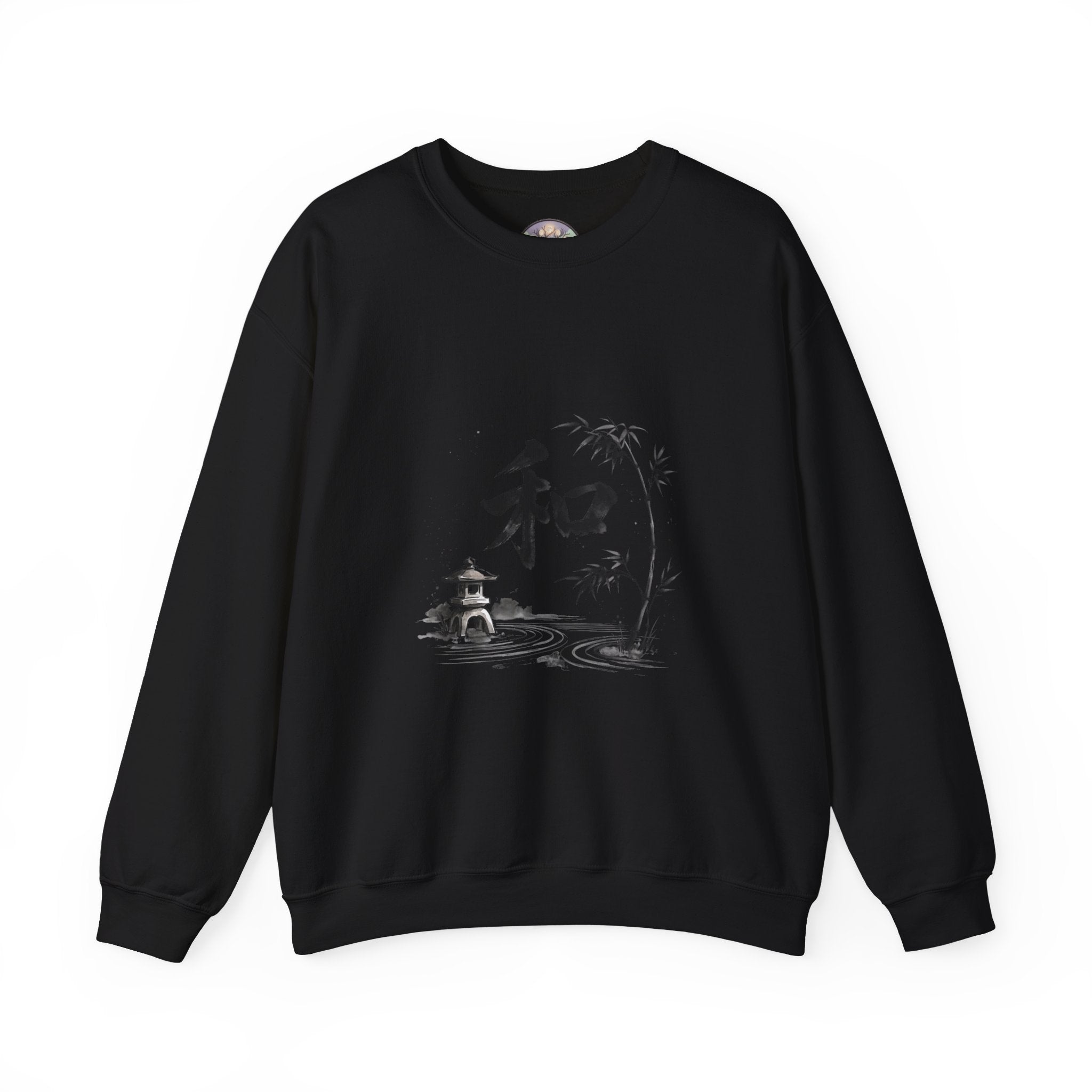 Crewneck Sweatshirt - Japanese Ink Bamboo & Zen Kanji 'Wa' Design