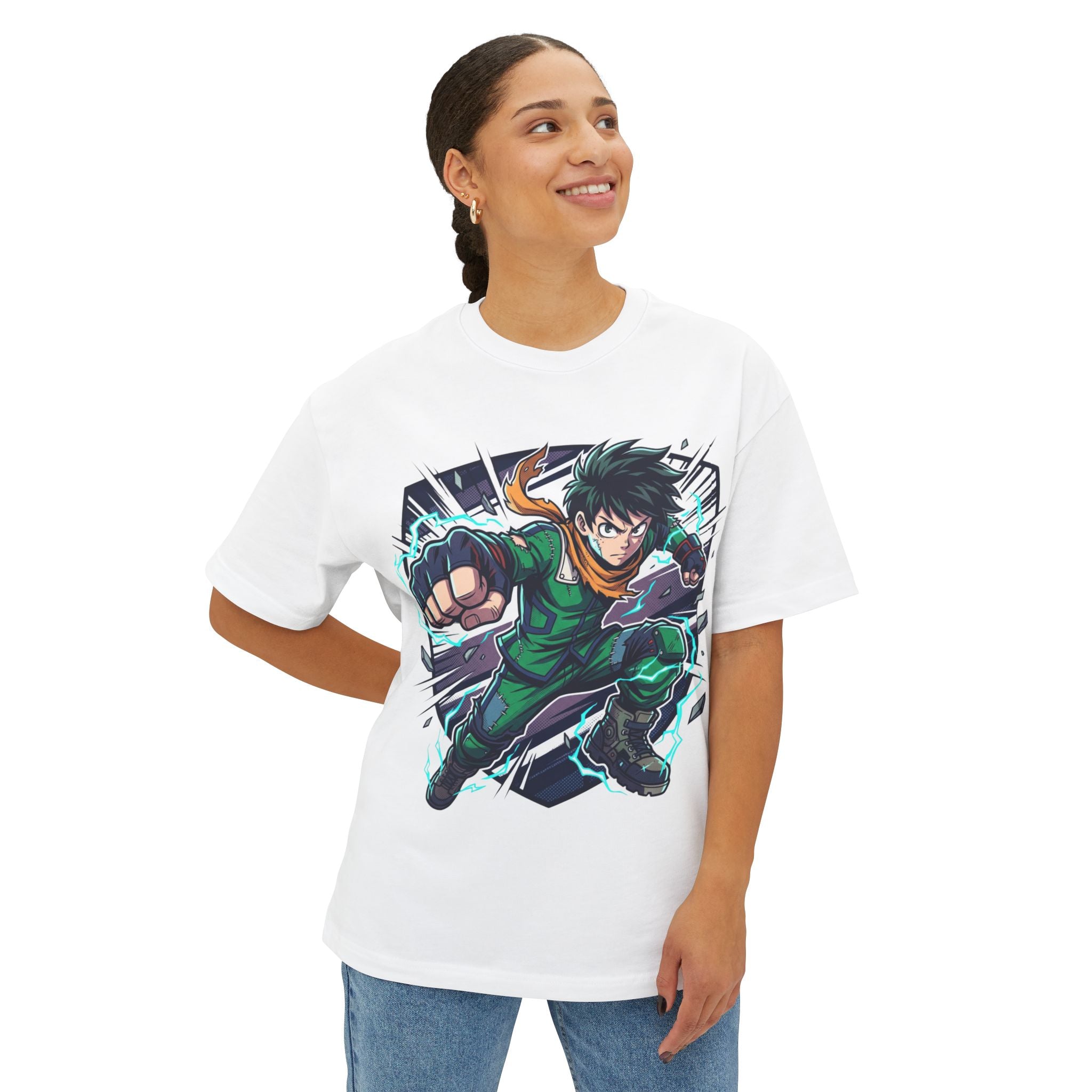 Anime Hero Tee — Dynamic Green Fighter Graphic T-Shirt