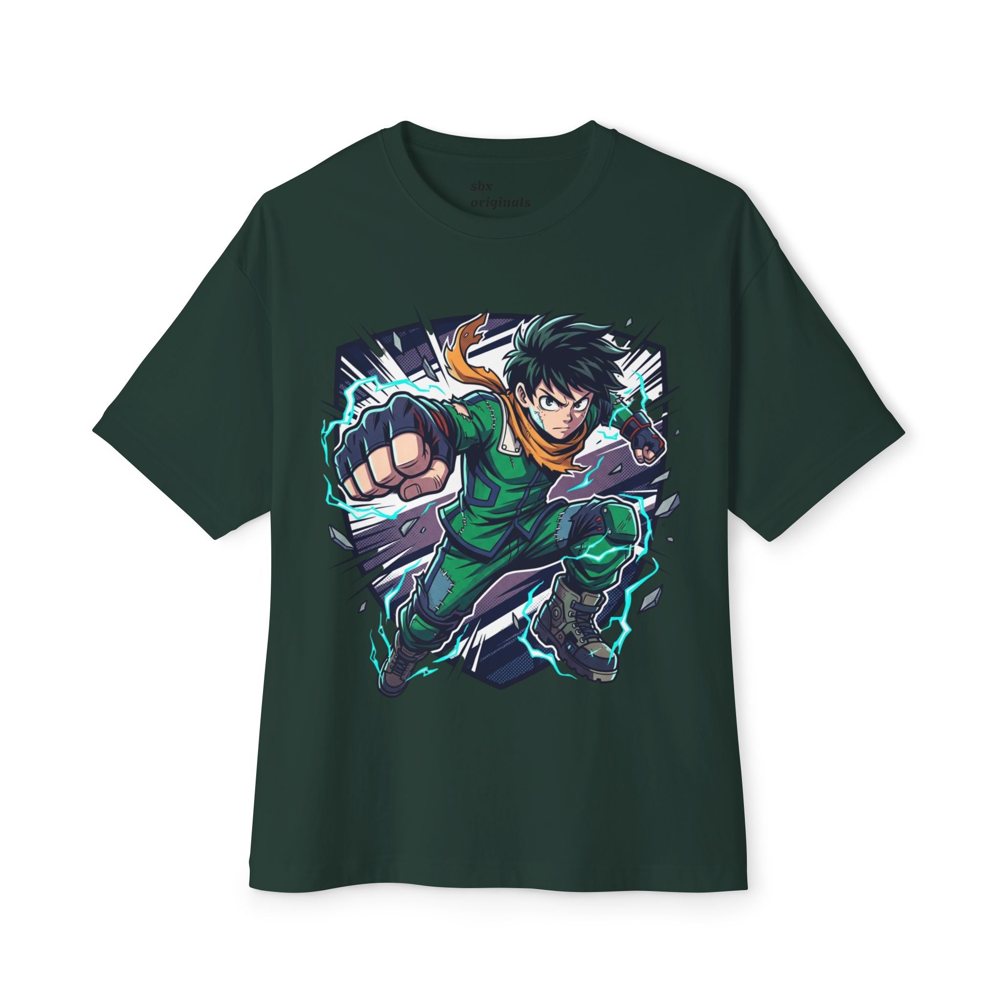 Anime Hero Tee — Dynamic Green Fighter Graphic T-Shirt