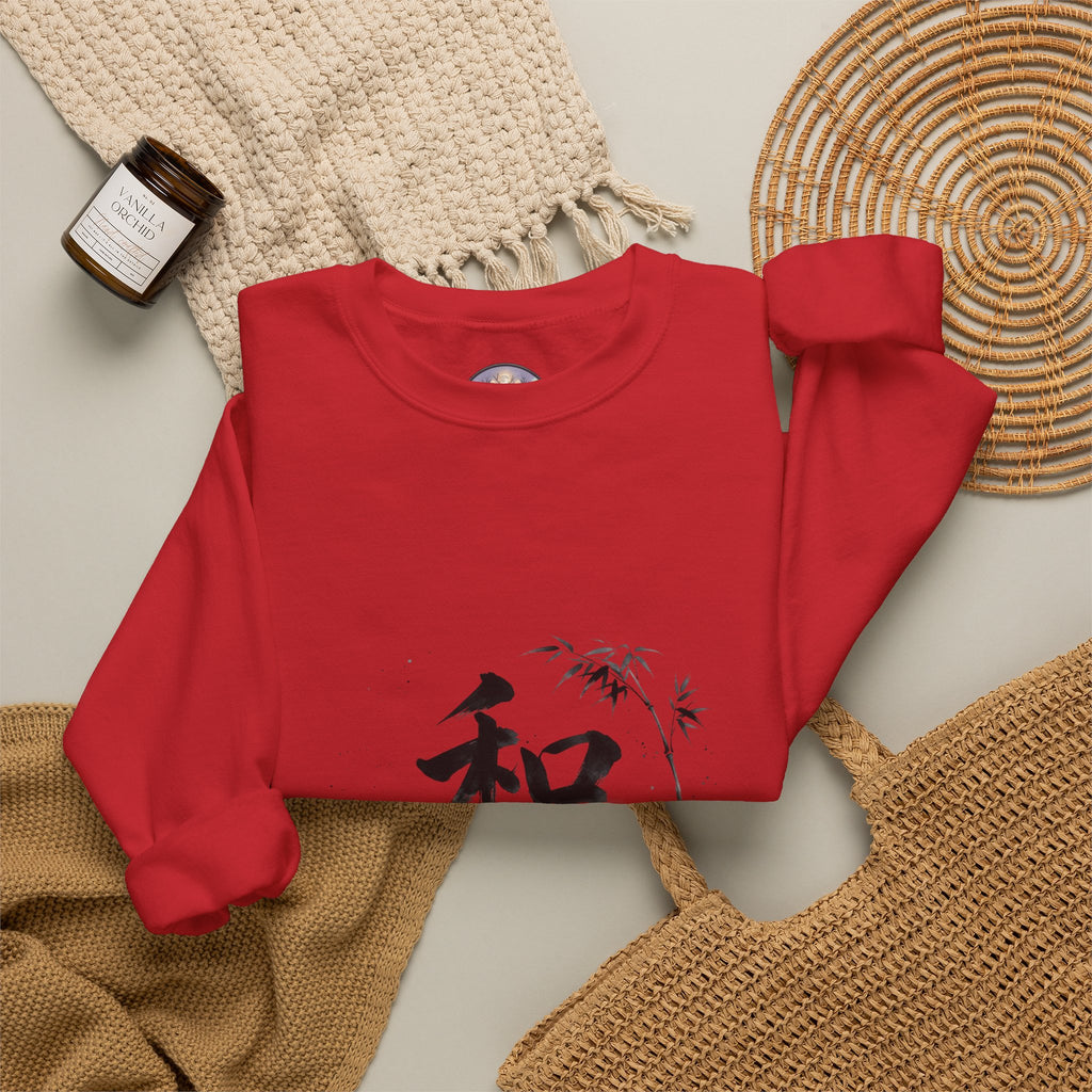 Crewneck Sweatshirt - Japanese Ink Bamboo & Zen Kanji 'Wa' Design