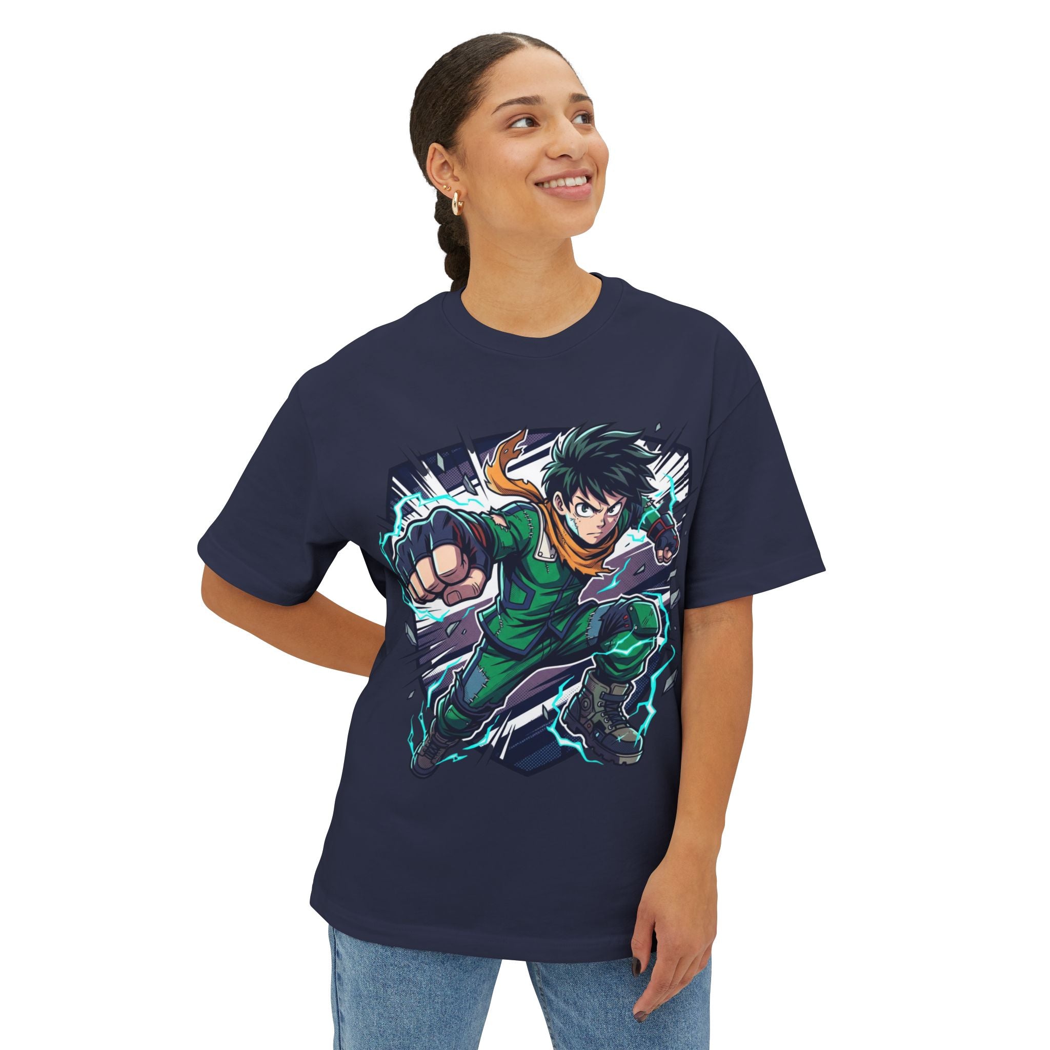 Anime Hero Tee — Dynamic Green Fighter Graphic T-Shirt