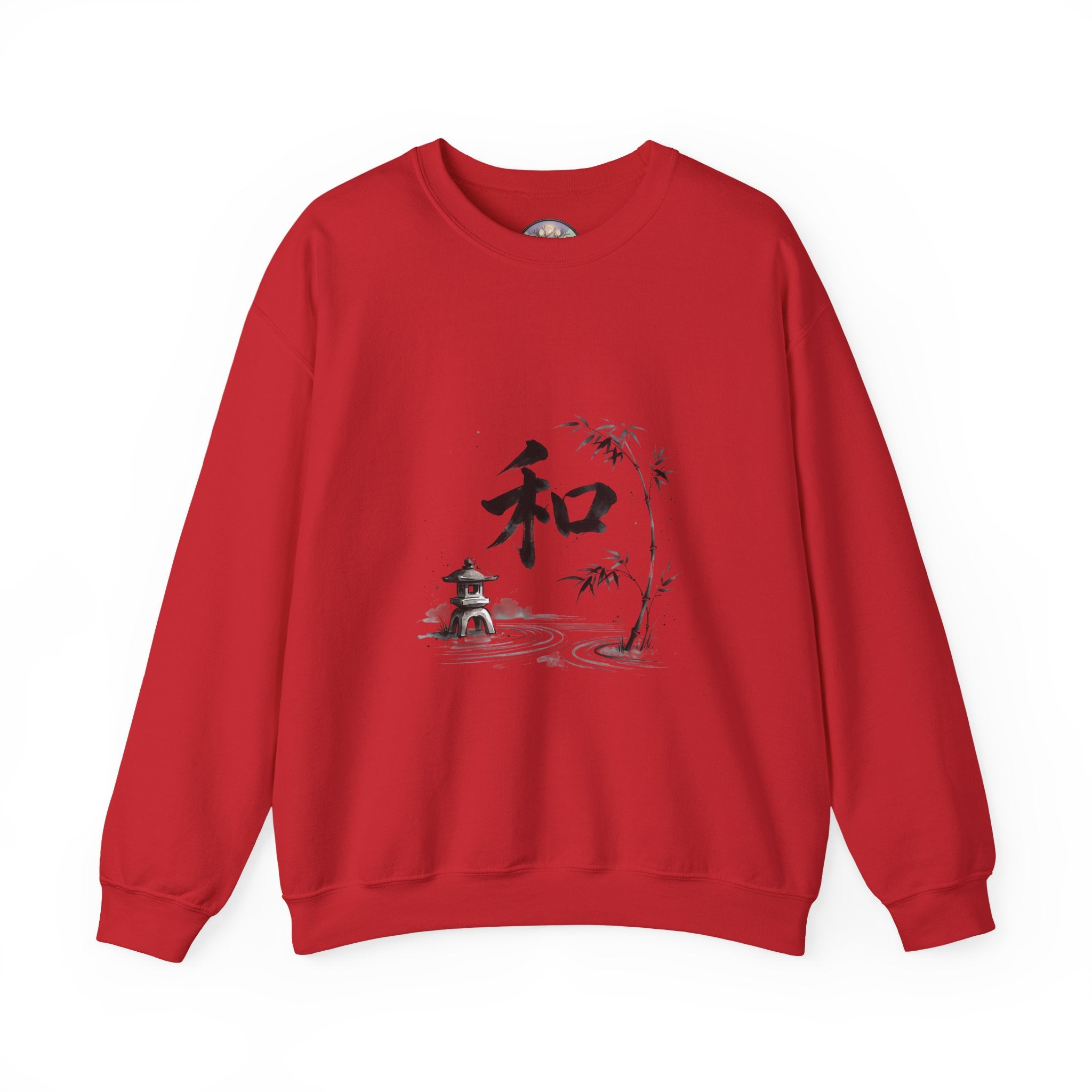 Crewneck Sweatshirt - Japanese Ink Bamboo & Zen Kanji 'Wa' Design