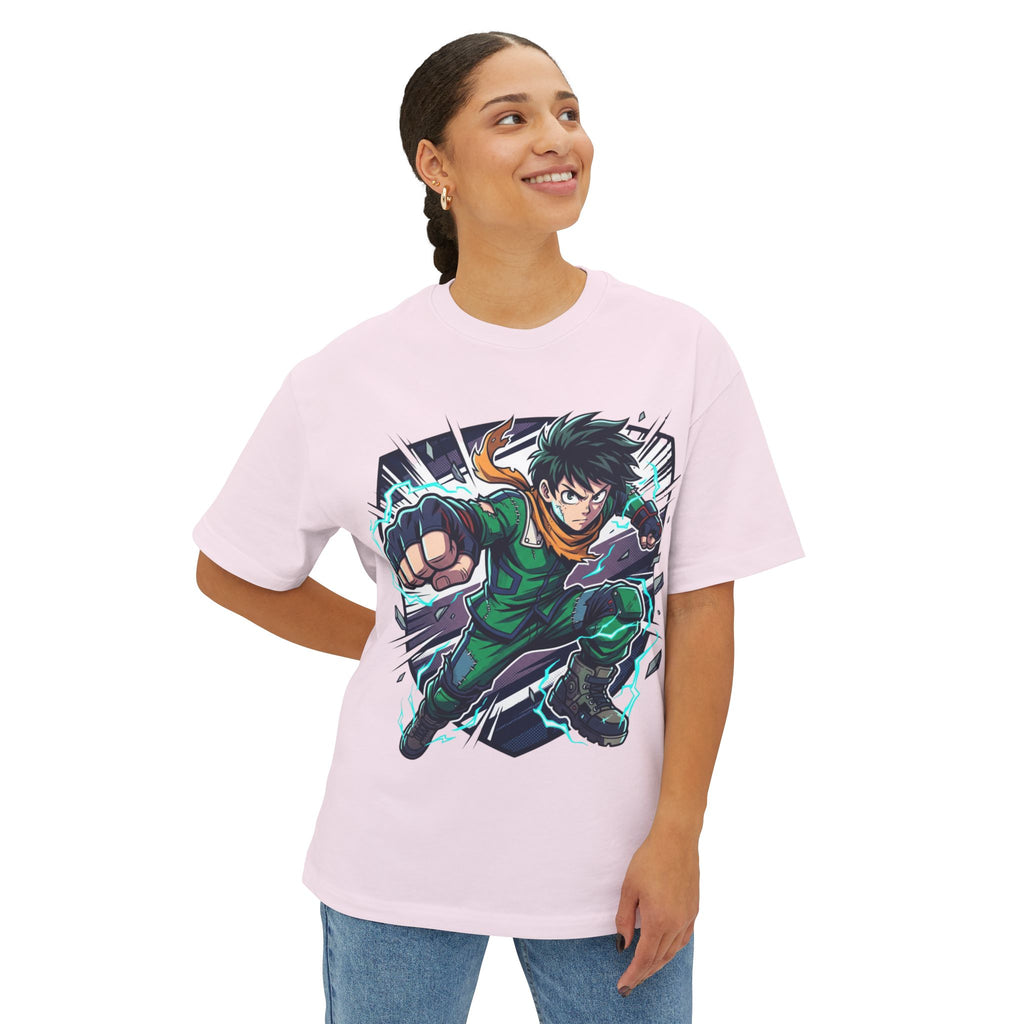 Anime Hero Tee — Dynamic Green Fighter Graphic T-Shirt
