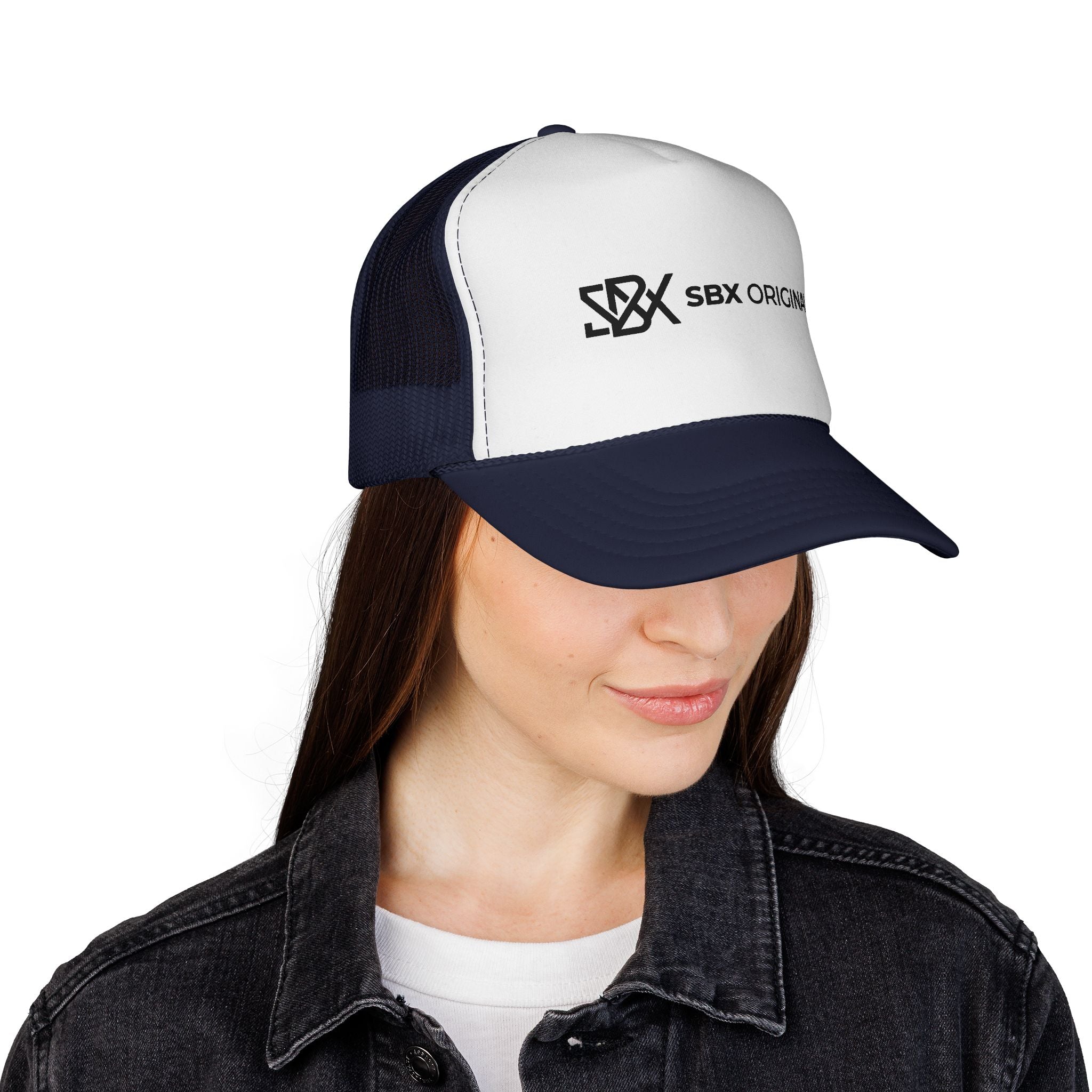 SBX Originals Trucker Cap — Black & White Logo Mesh Hat
